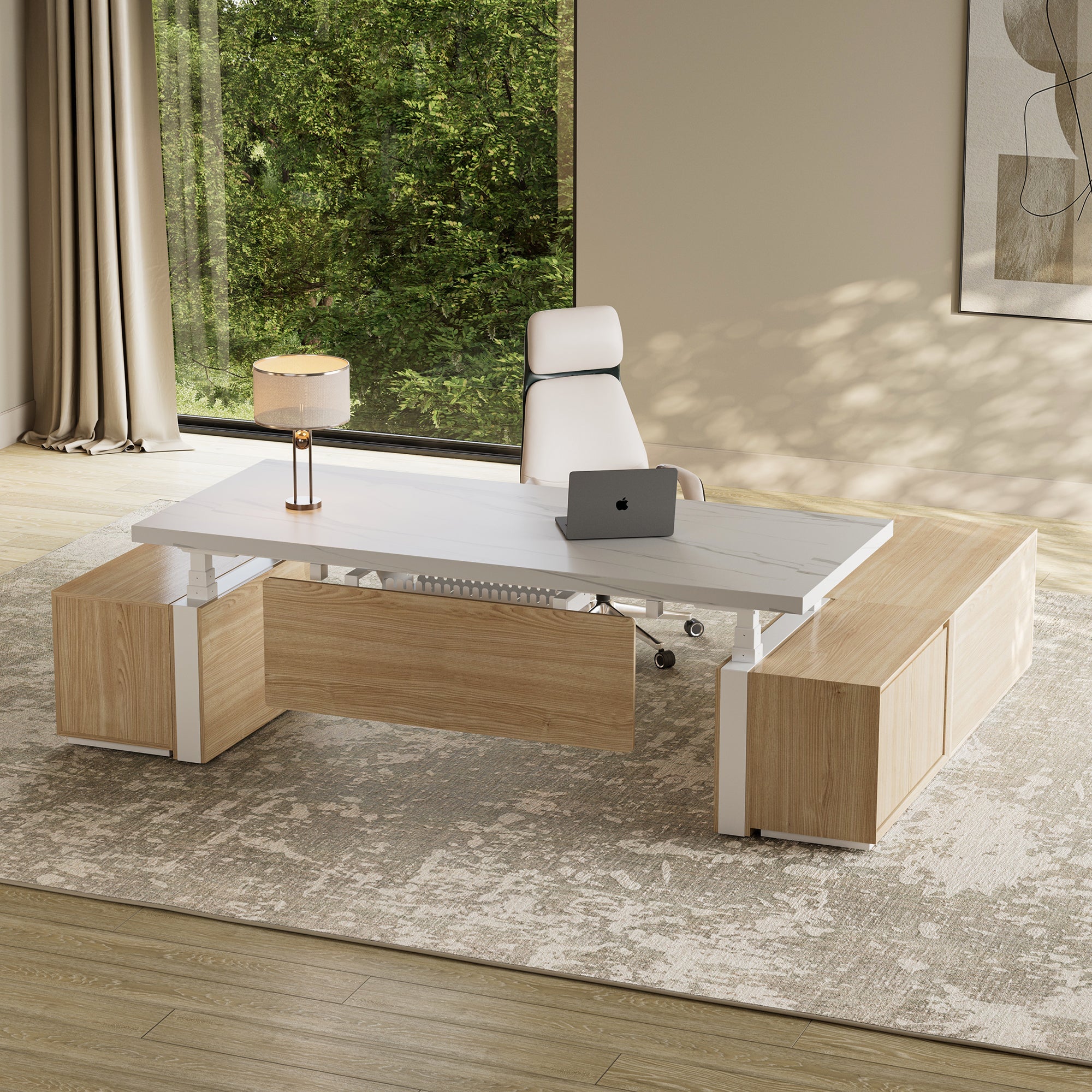 Zen Pro Series, 87"/72" Executive Standing Desk with Cabinets Set