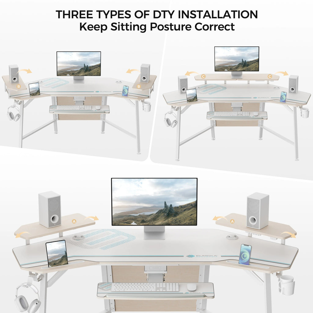 Aero Wing Shaped Studio Desk (73"x23")