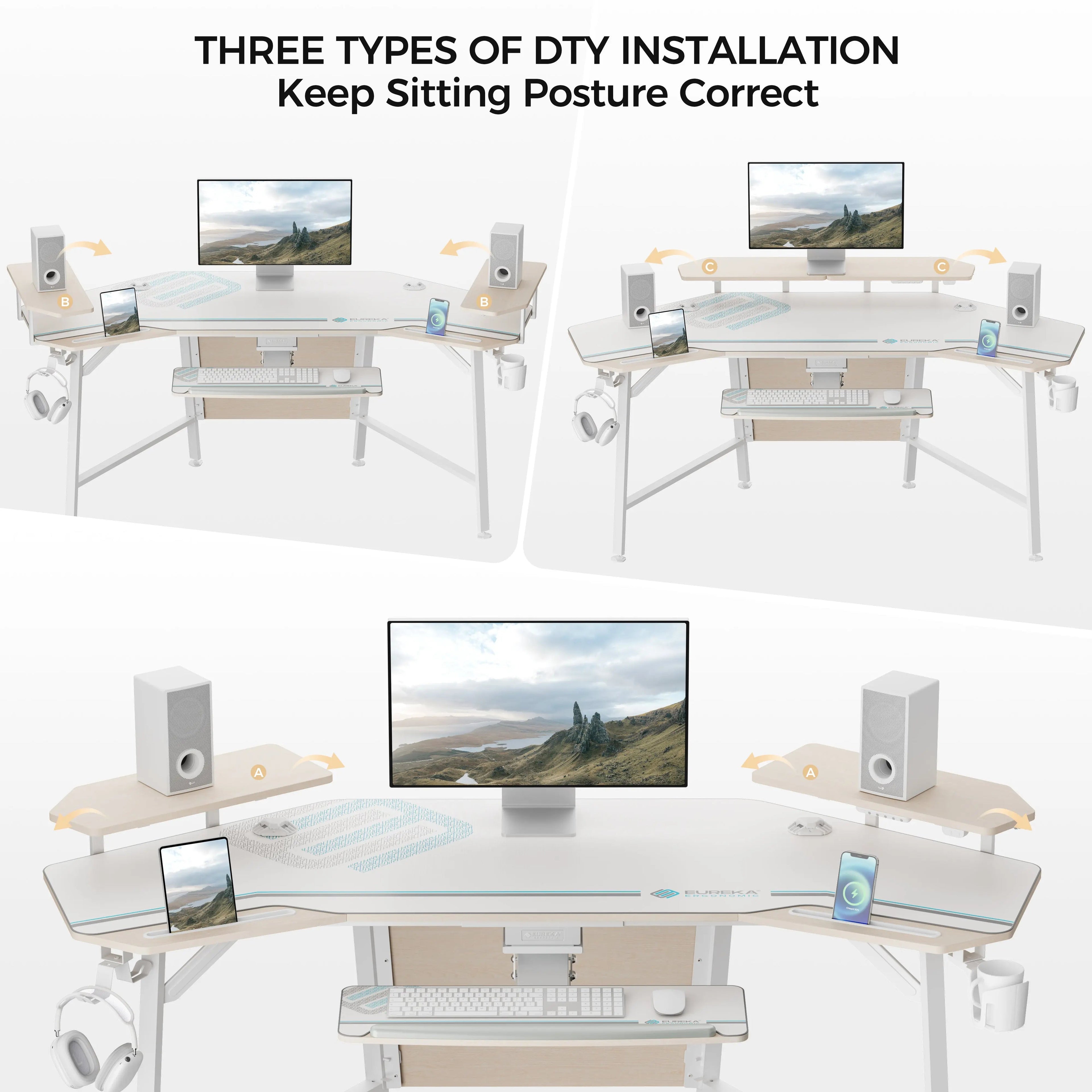 Aero Wing Shaped Studio Desk (73"x23")
