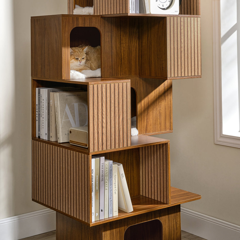 Pawlio, 72" Owner and Pet Shared Bookshelf Cat Tree