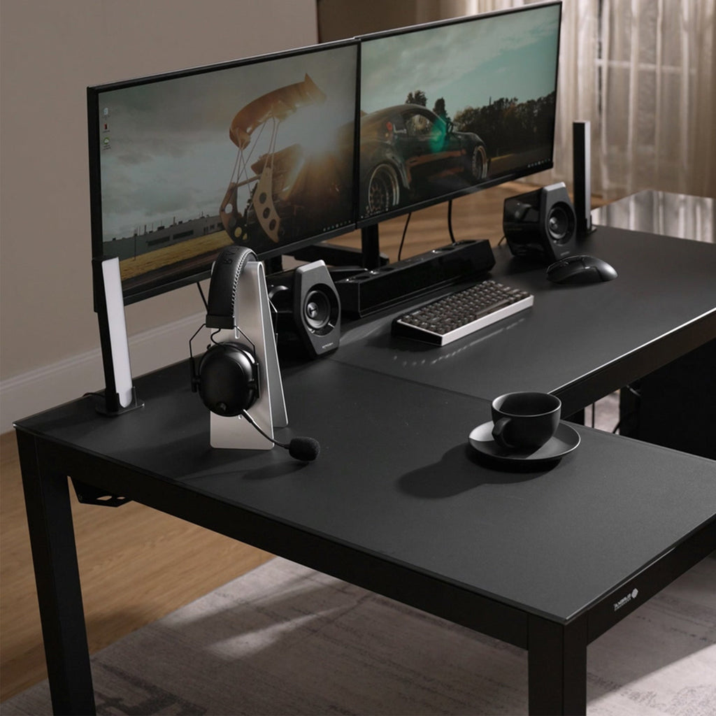 GTG - L60, L-Shaped Glass LED Gaming Desk (60"x40")
