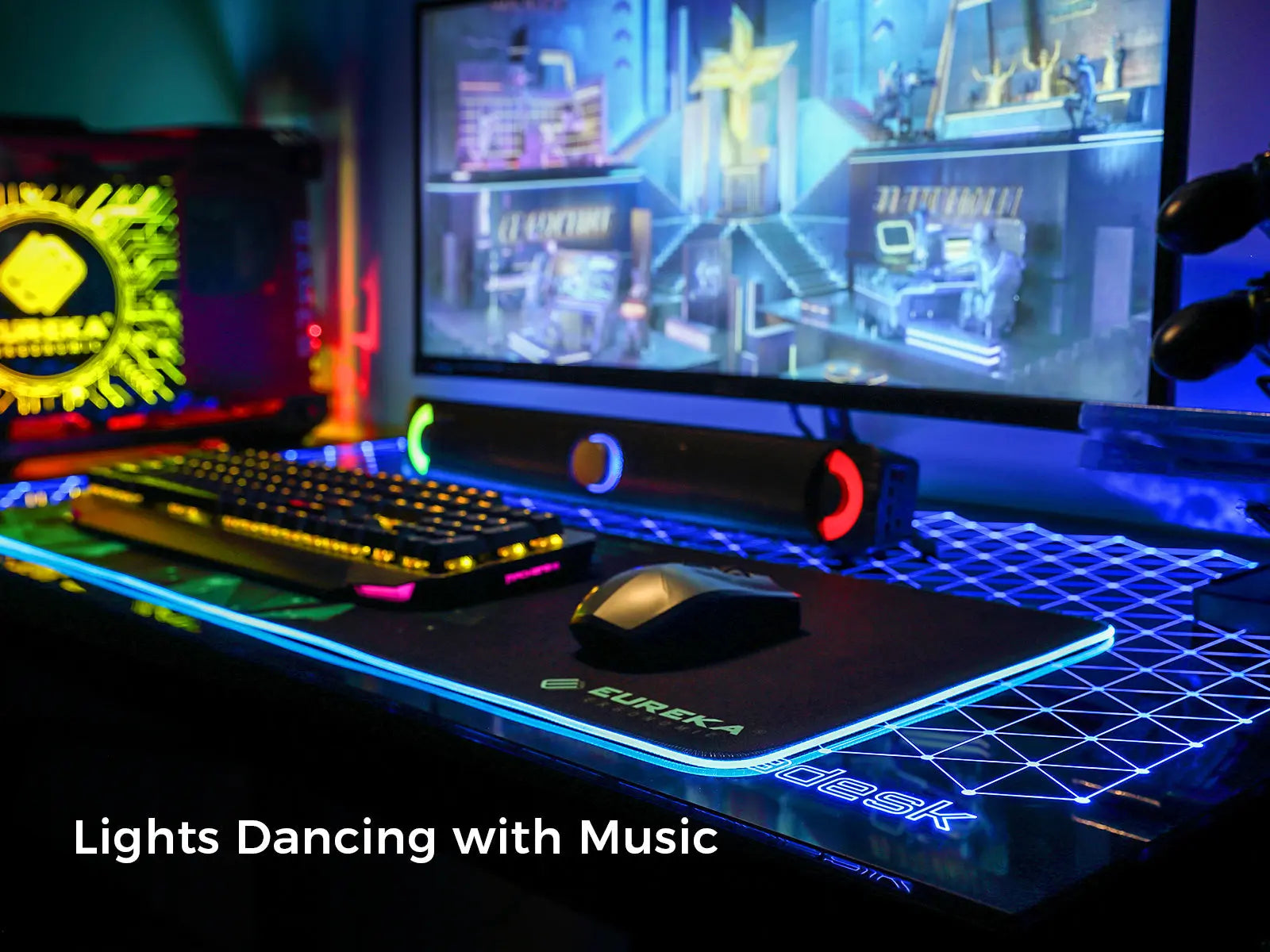 GTG - I43, LED Glass Desktop Gaming Desk (43"x23")