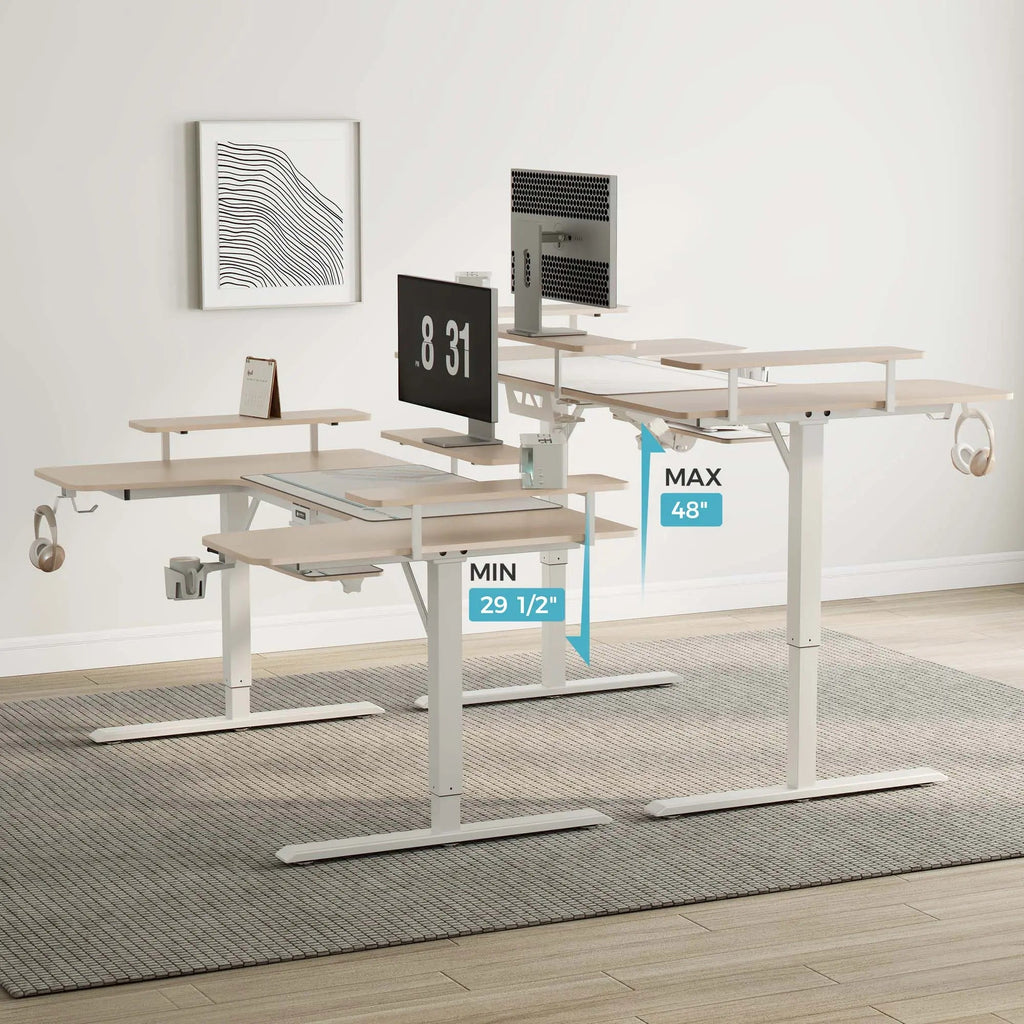 U-Shaped Standing Desk with Accessories Set (74"x23")