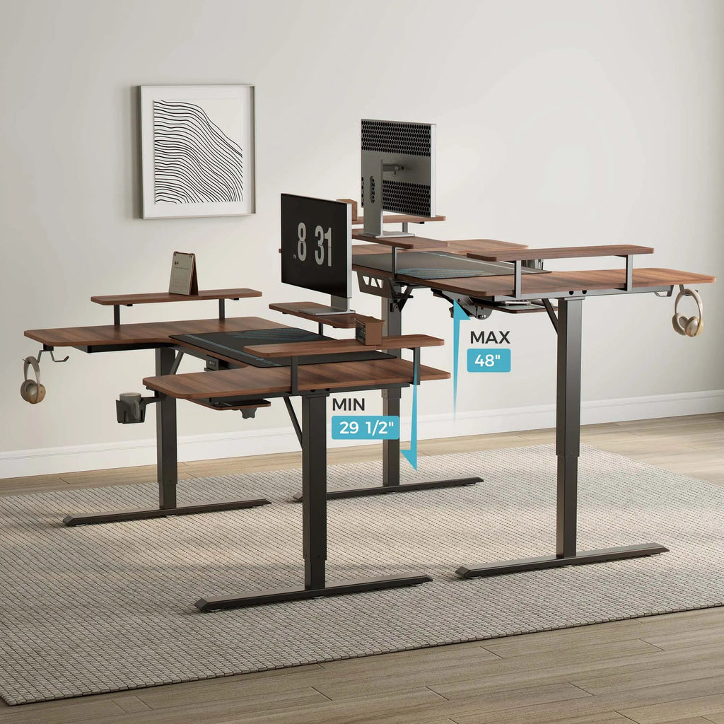 U-Shaped Standing Desk with Accessories Set (74"x23")