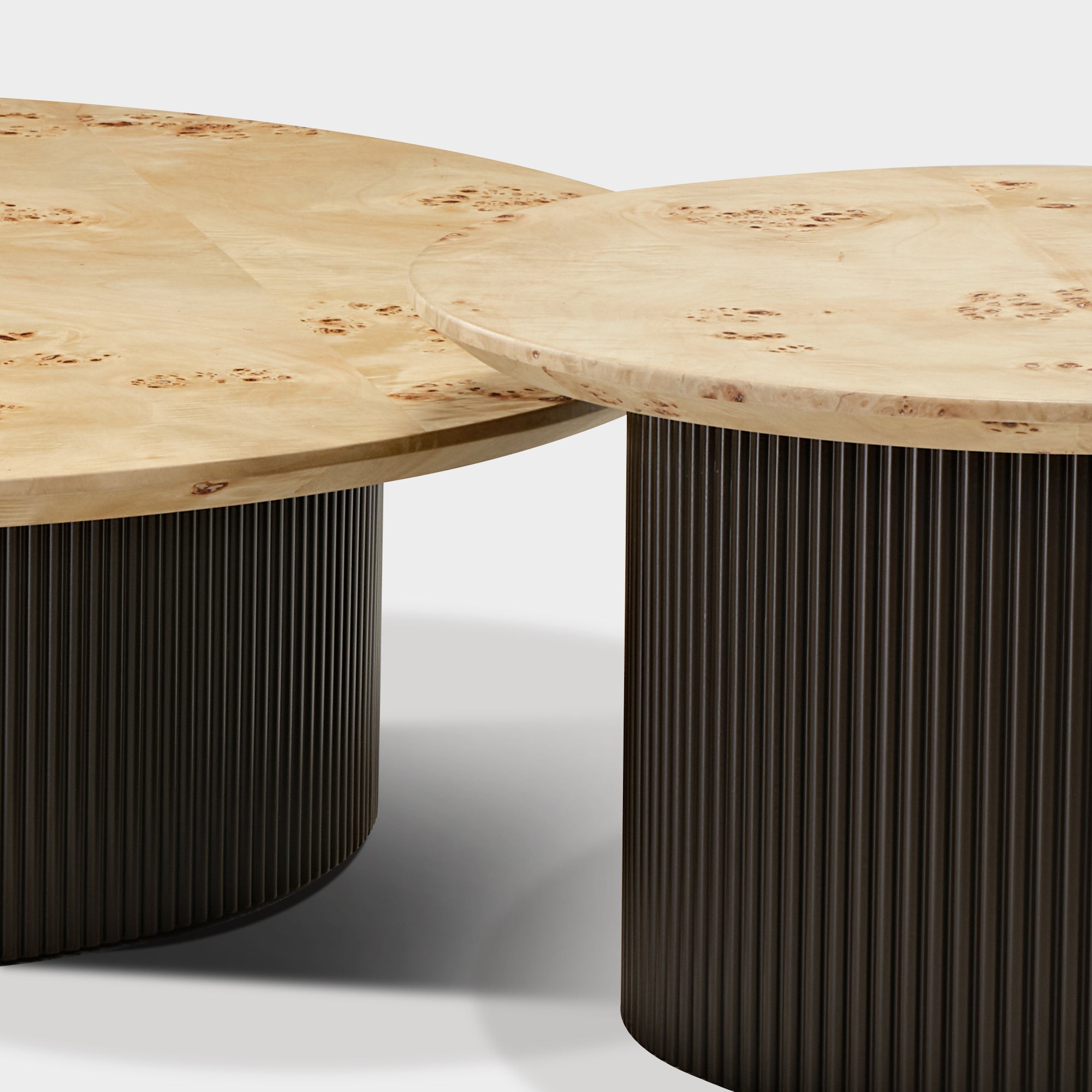 43" Birch Wood Veneer Coffee Table Set of 2