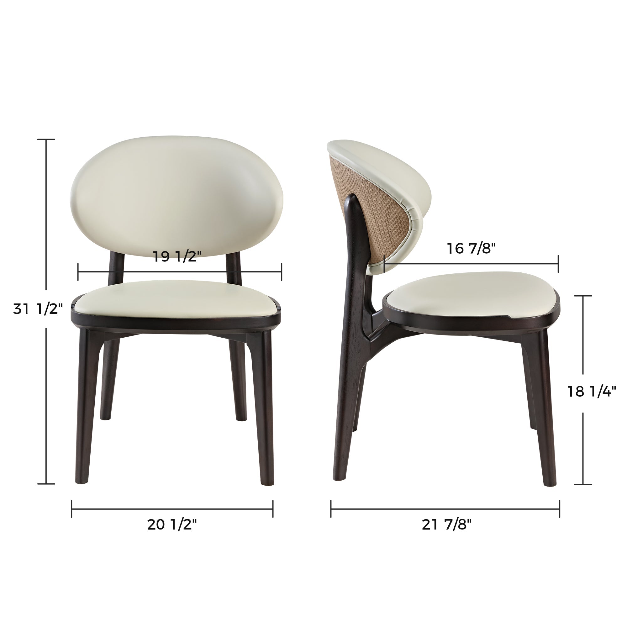 Cedar, Dining Side Chairs Set of 2, Off-White