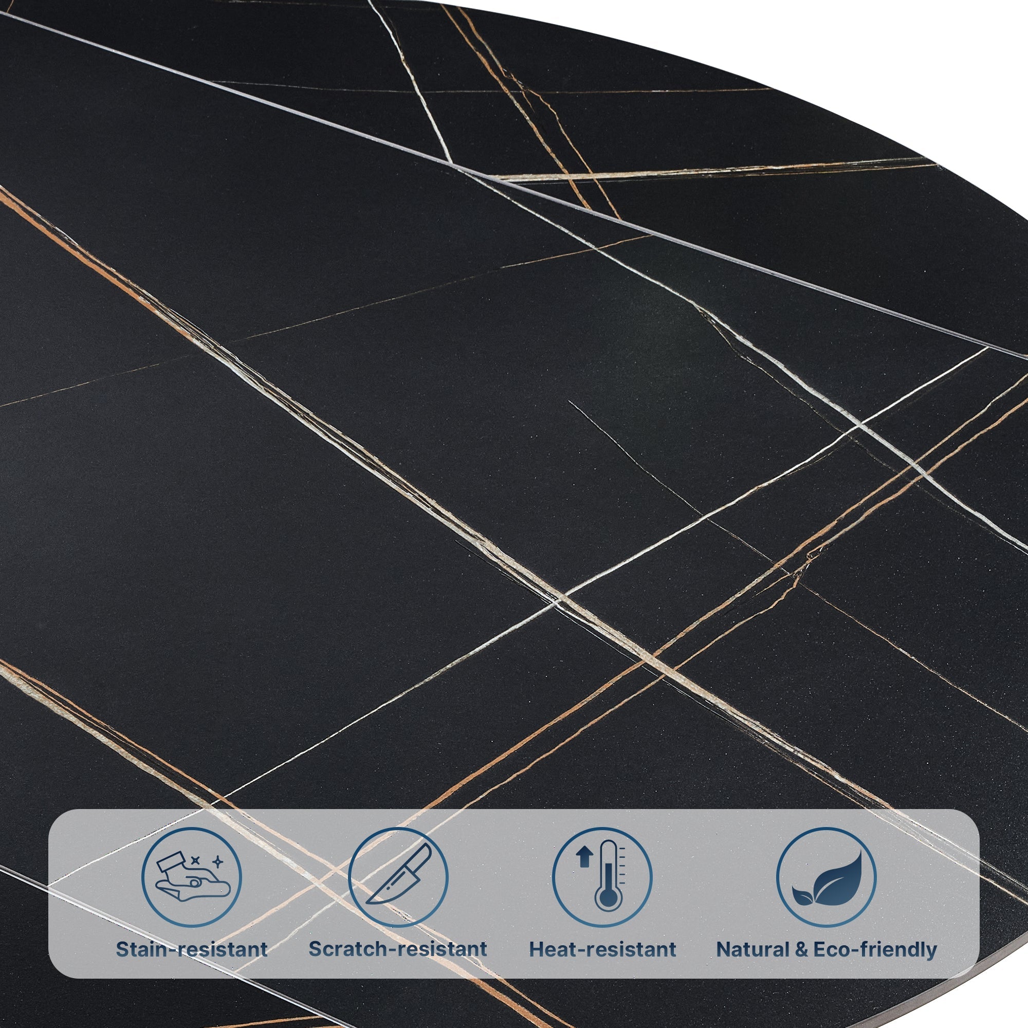 Amelia, 33"-53" Round Extending Dining Table, Black/white