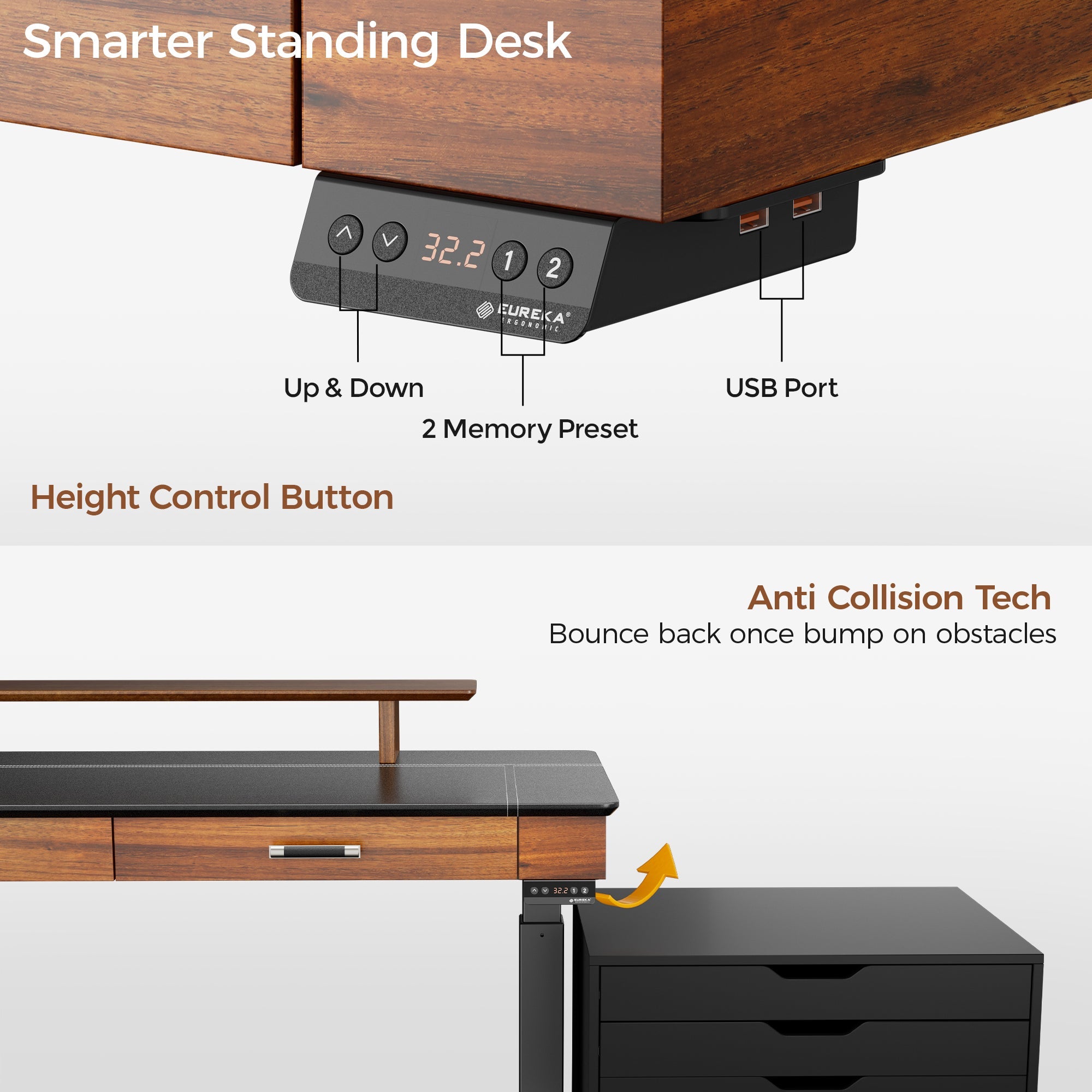 Faux Saddle Leather Adjustable Standing Desk (55"x23")