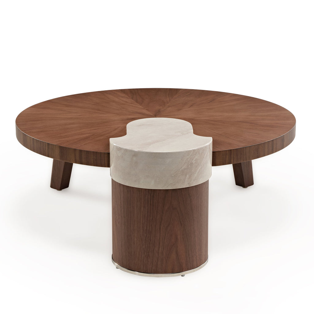 41" Irregular Round Solid Wood Walnut Coffee Table