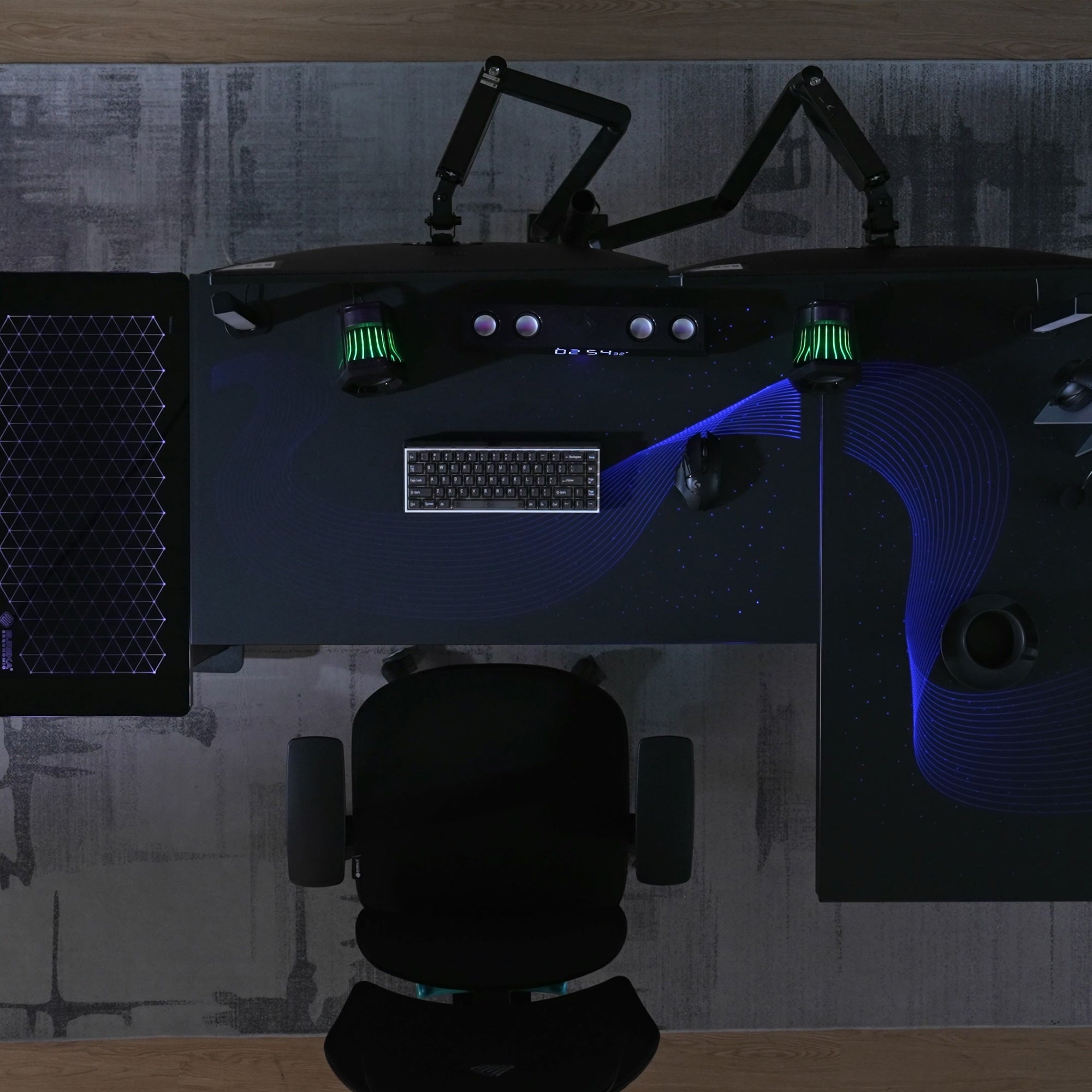 GTG - L60, L-Shaped Glass LED Gaming Desk (60"x40")