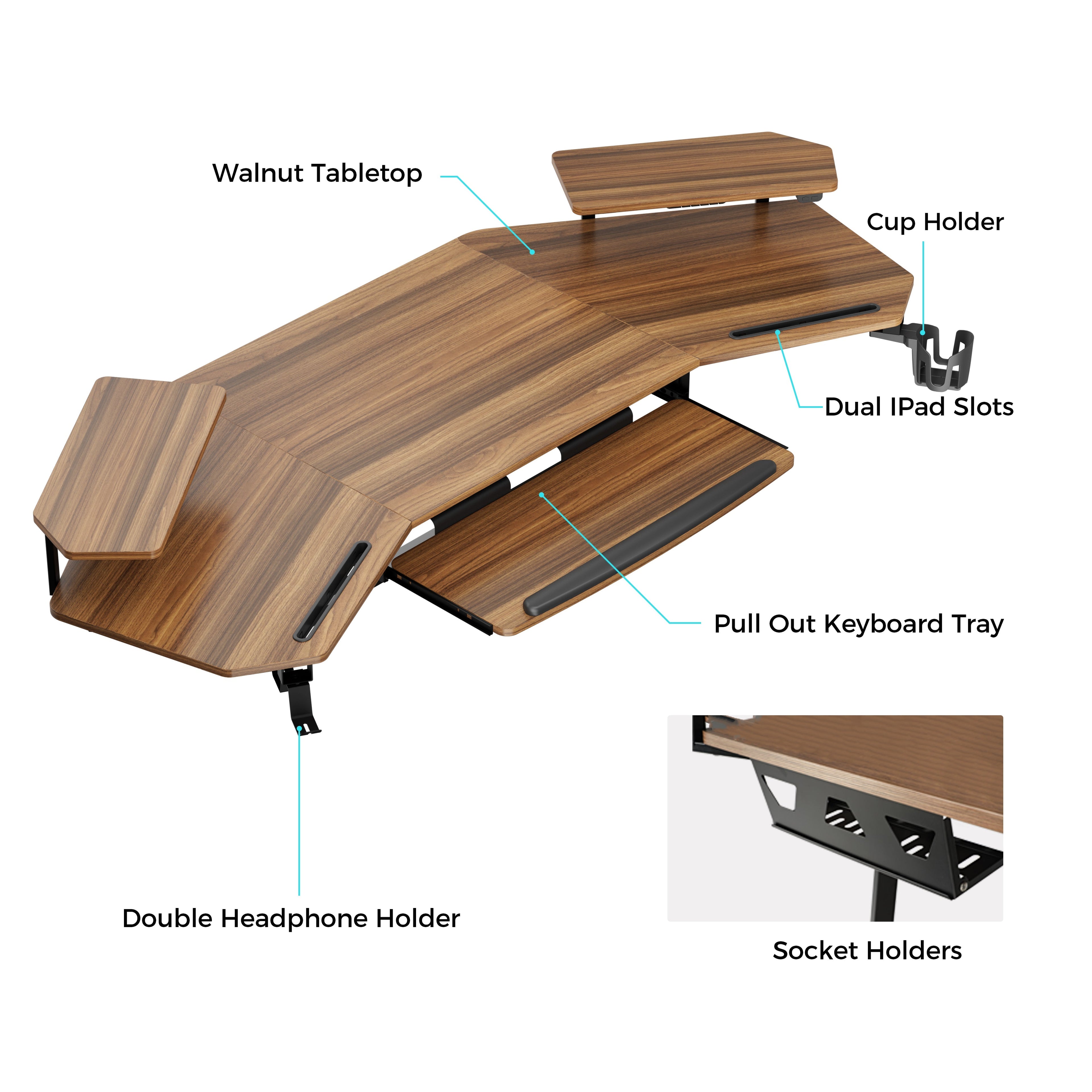 Aero Wing Shaped Studio Desk (73"x23")