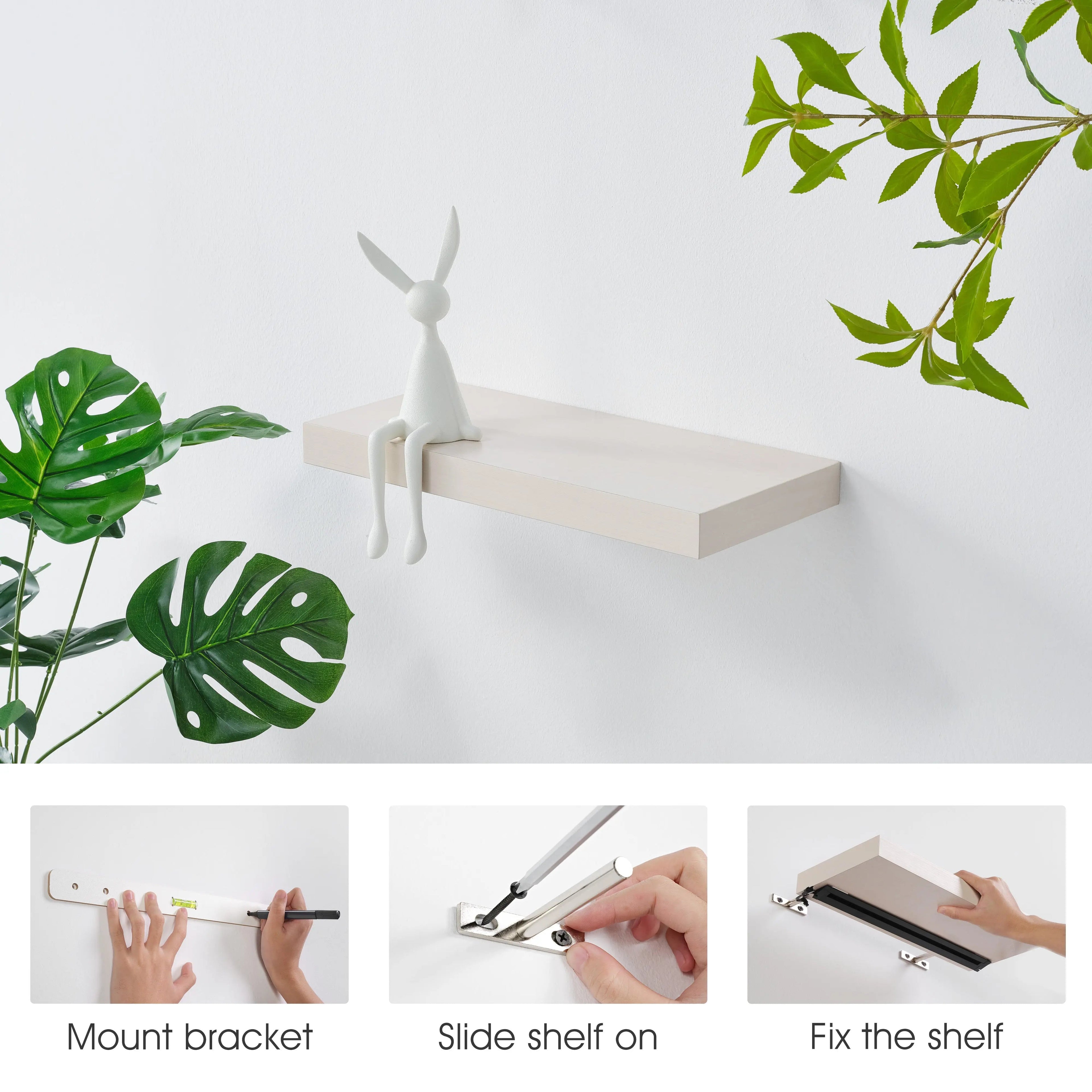 Floating Wall Shelf with Lighting, 1 Piece