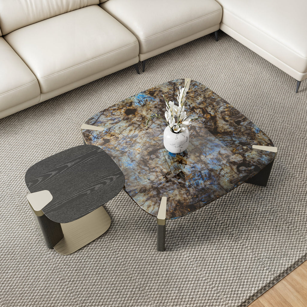 39" Prada Green Rectangle Coffee Table with Side Table Set