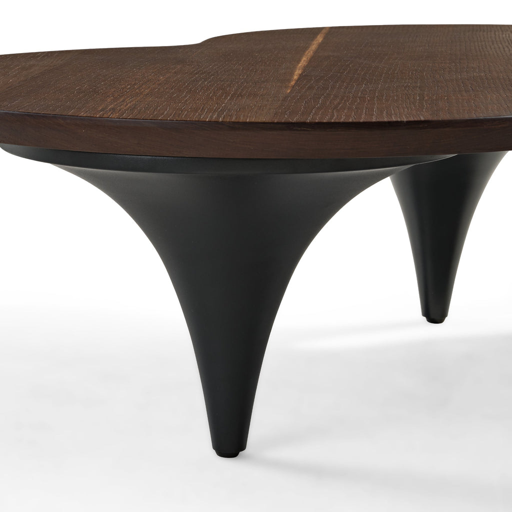 55" Modern Irregular Walnut Coffee Table