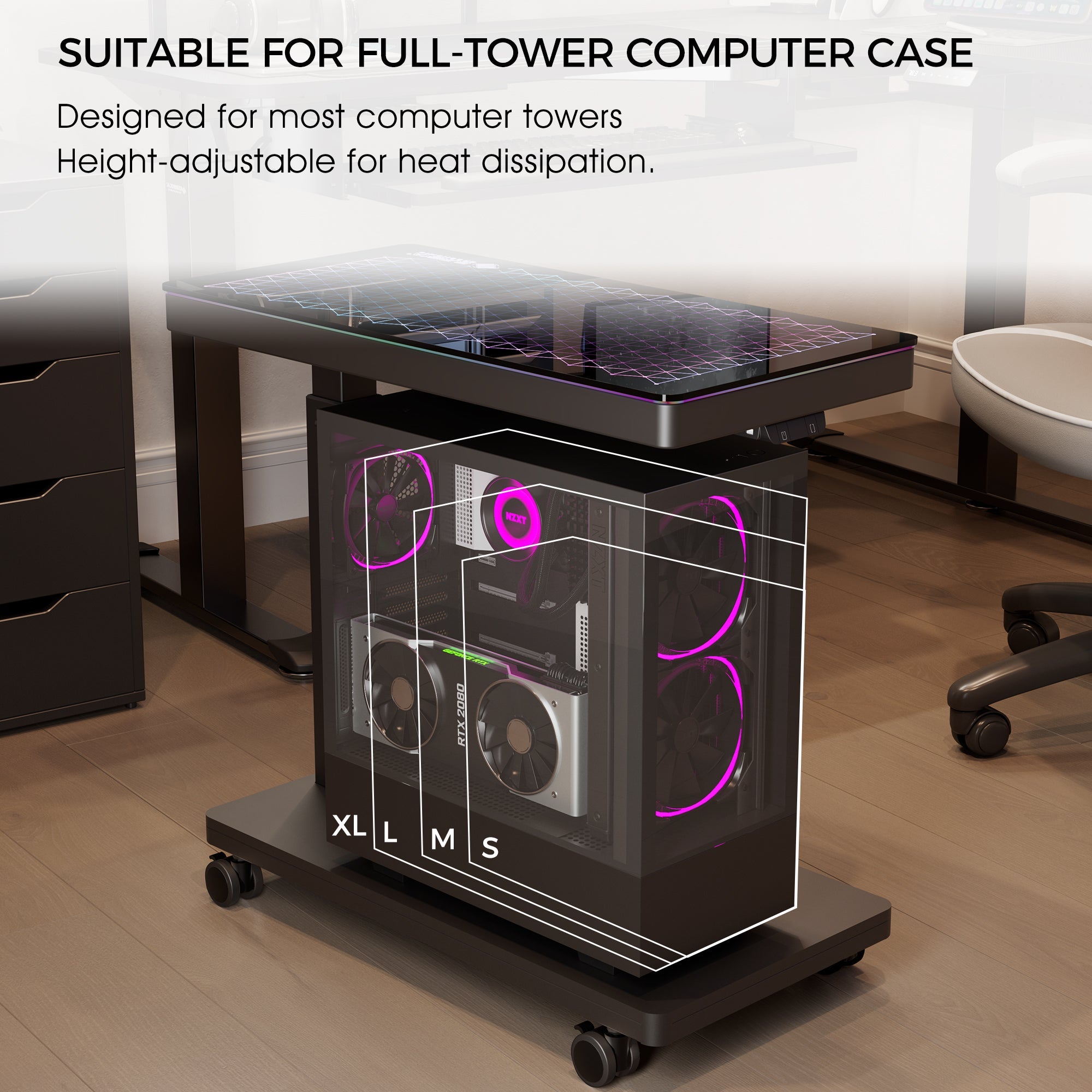 Height-Adjustable Illuminated Panel CPU Cart