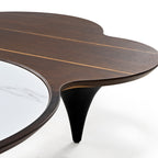 55" Modern Irregular Walnut Coffee Table