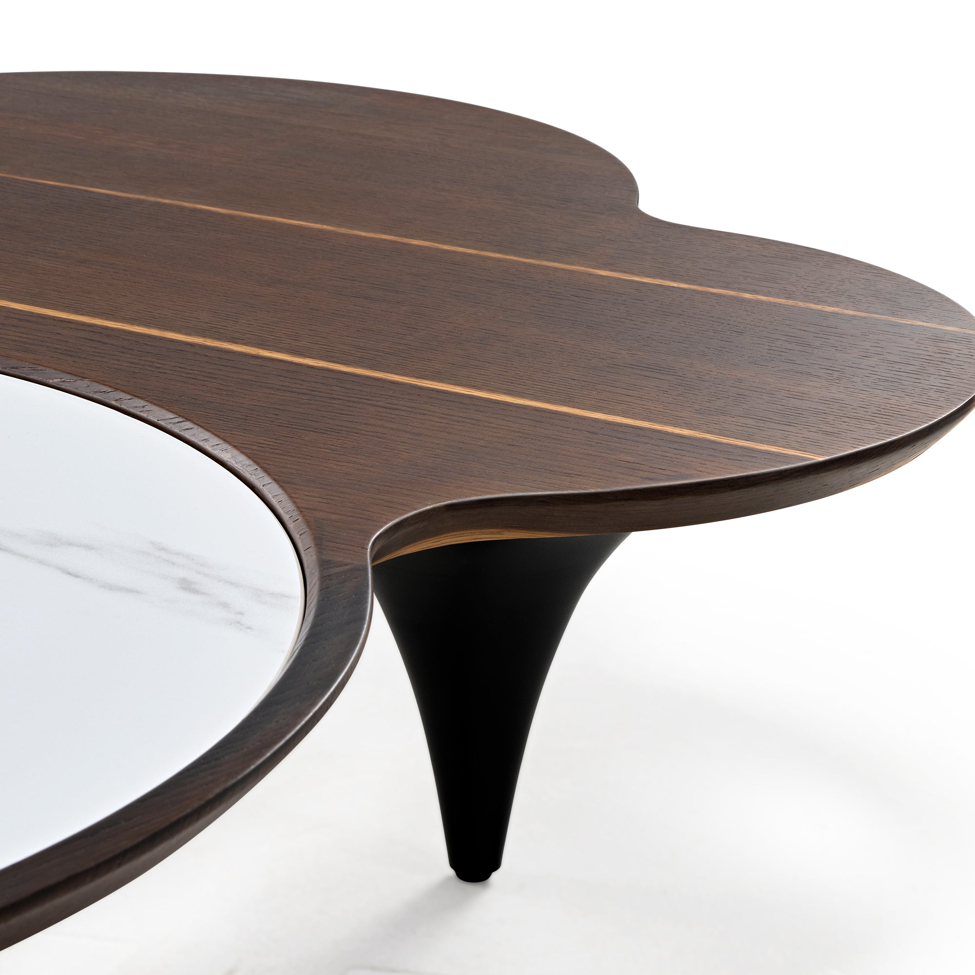 55" Modern Irregular Walnut Coffee Table