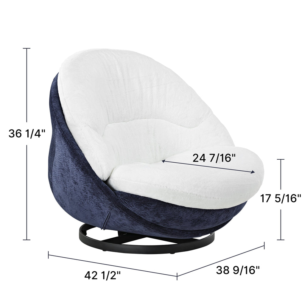 Gloria, Soft Upholstered Swivel Lounge Chair, White