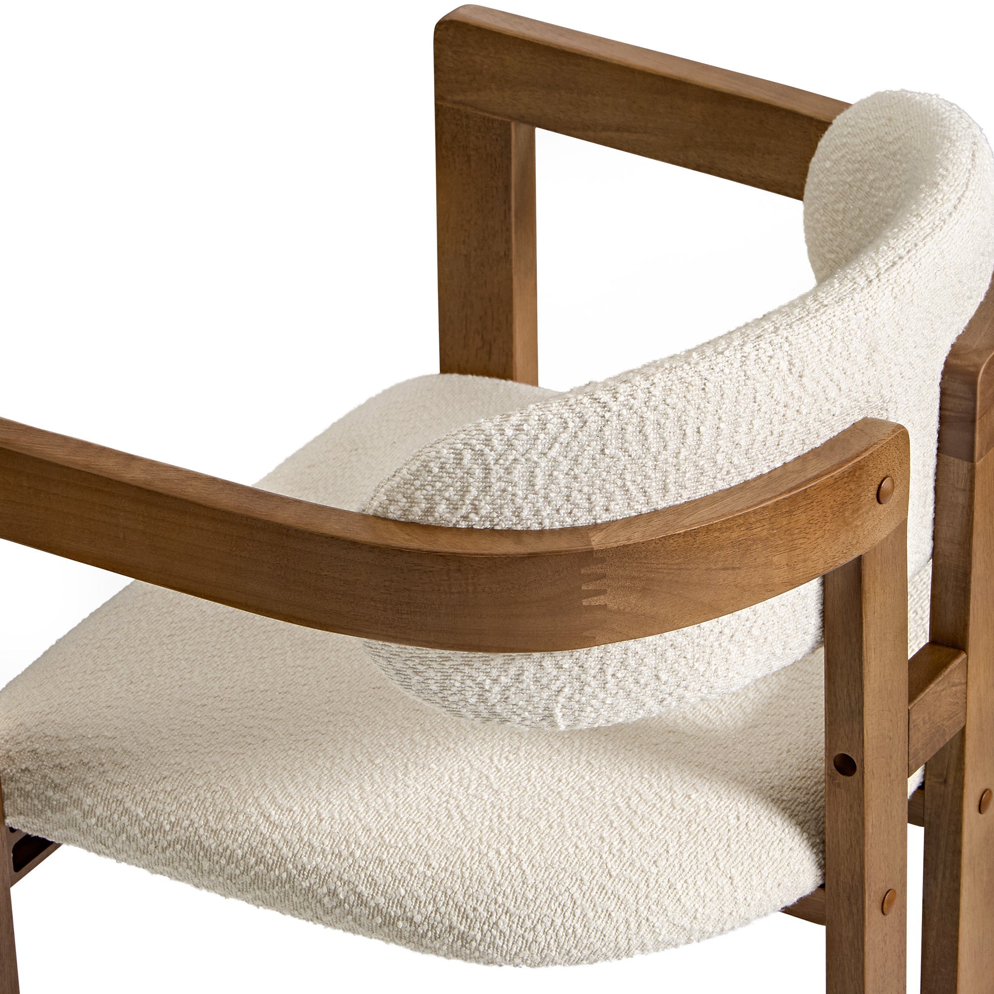 Elle Boucle Dining Chairs Set of 2, Walnut/black