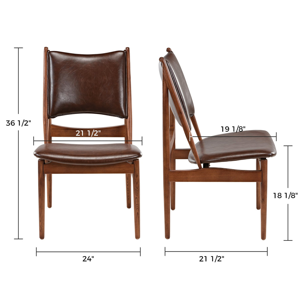 Lavish, Solid Wood Dining Side Chairs Set of 2, Brown