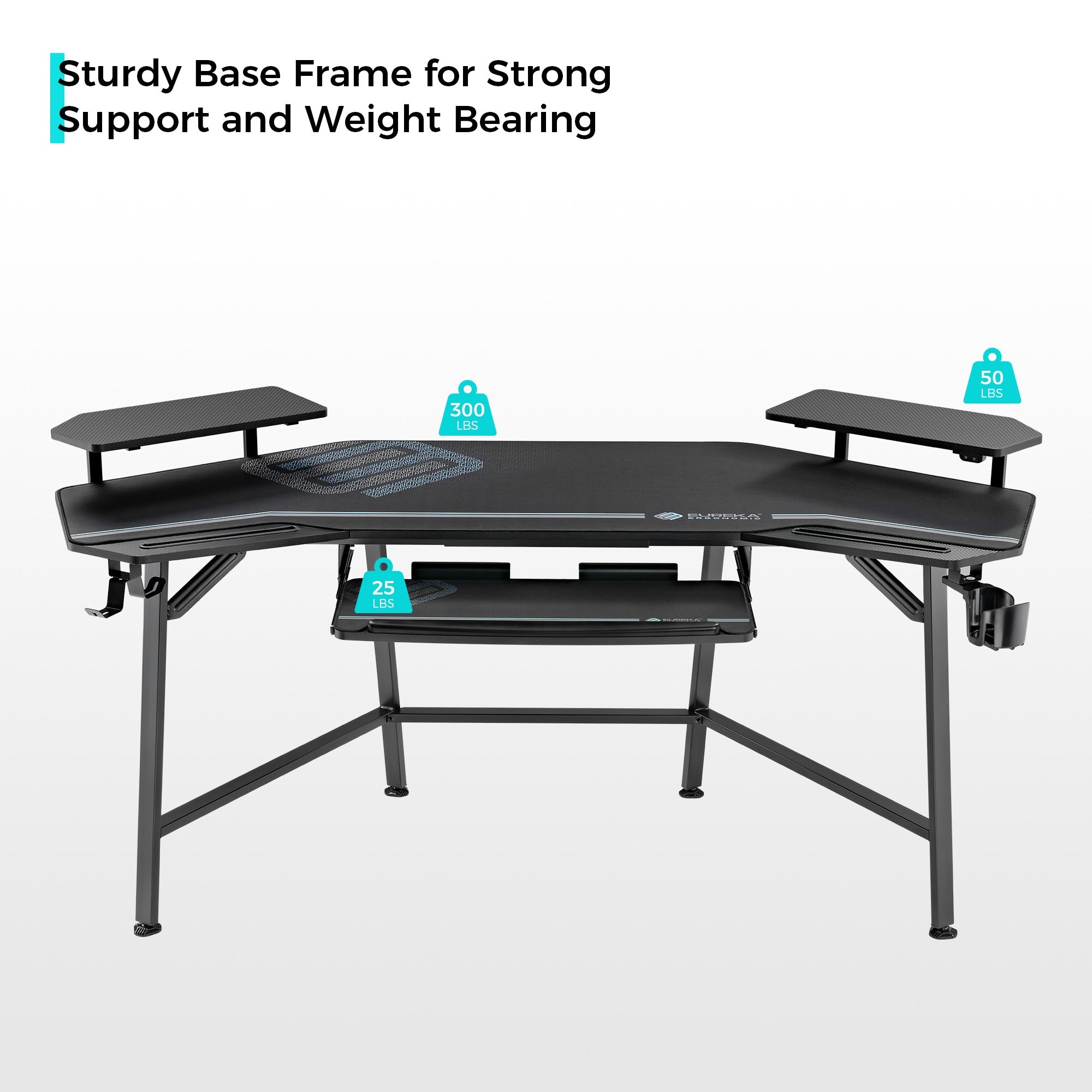 Aero Wing-Shaped Studio Desk, Black (63" and 72")