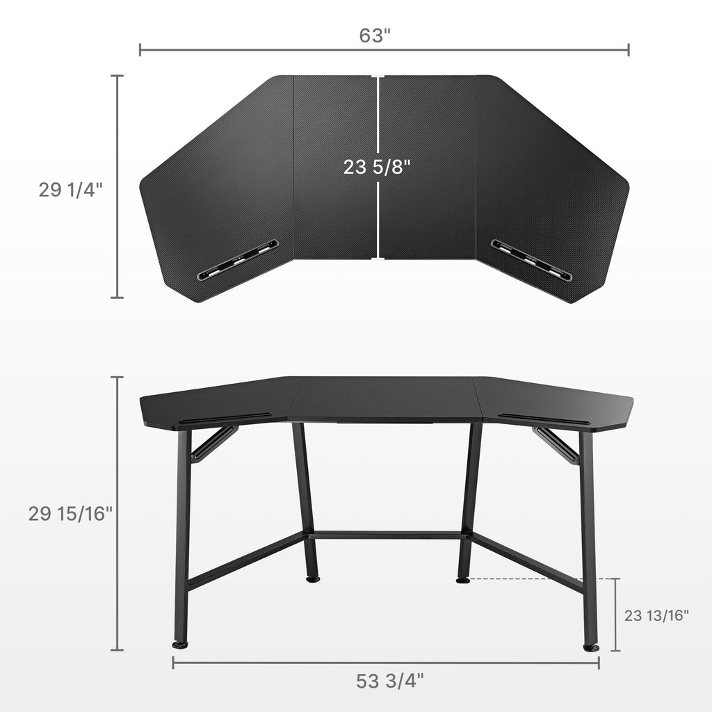 Aero Wing-Shaped Studio Desk, Black (63" and 72")