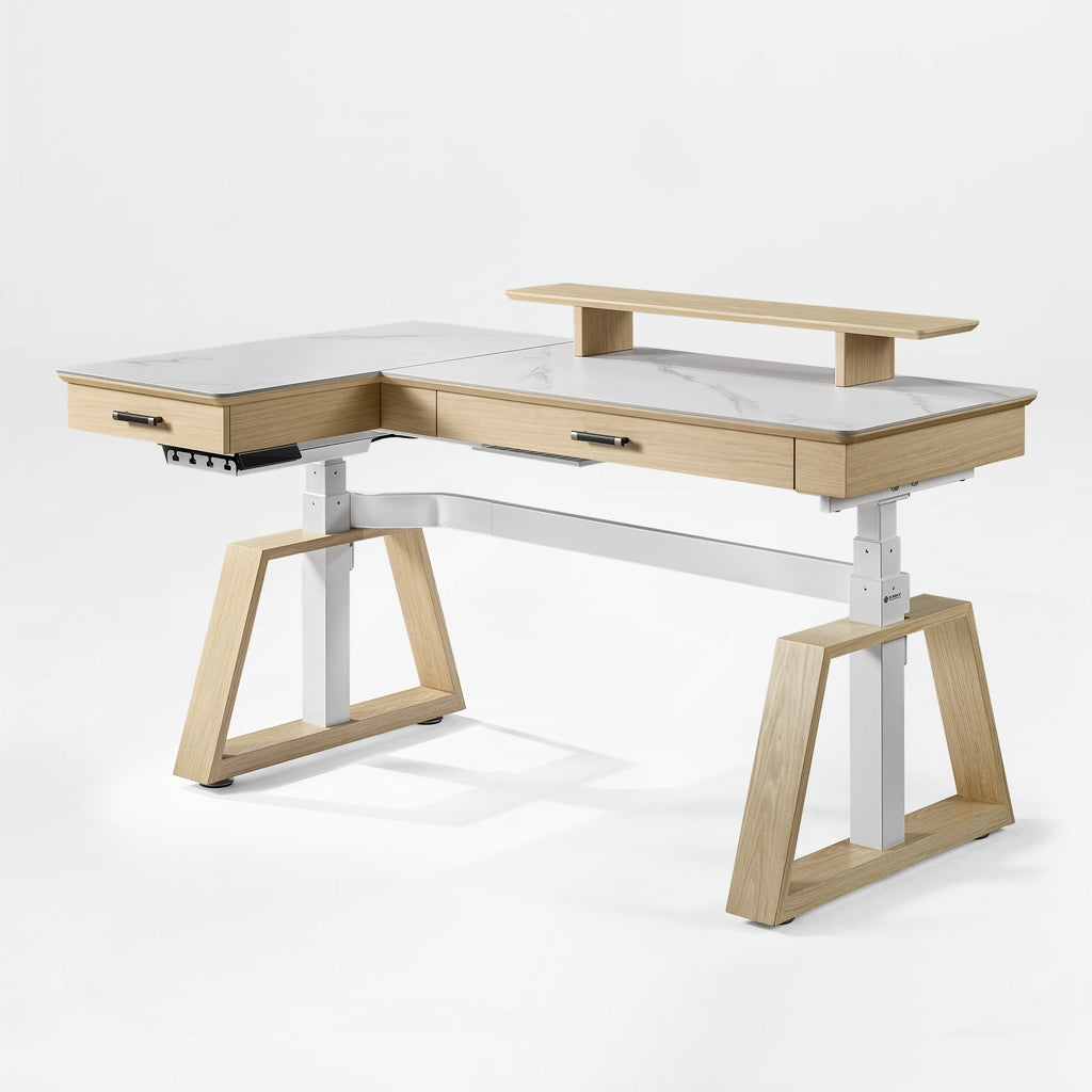 Ark Pro L-Shaped Standing Desk (sintered Stone, 63"x23")