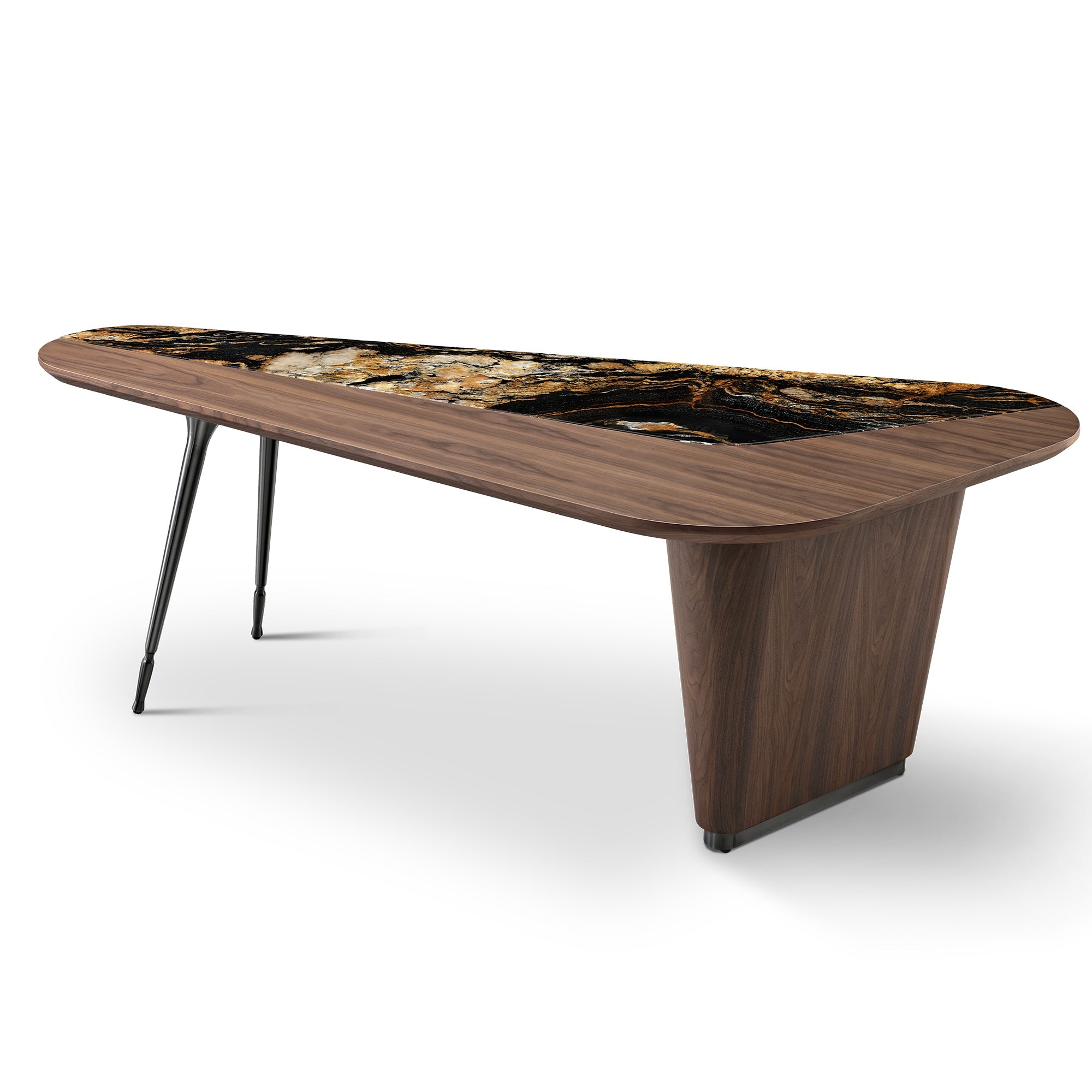 Magma, Natural Marble and Wood Top Office Desk (86"x37")