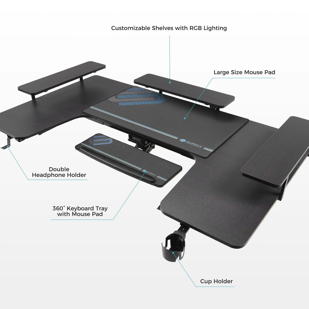 U-Shaped Standing Desk with Accessories Set (74"x23")