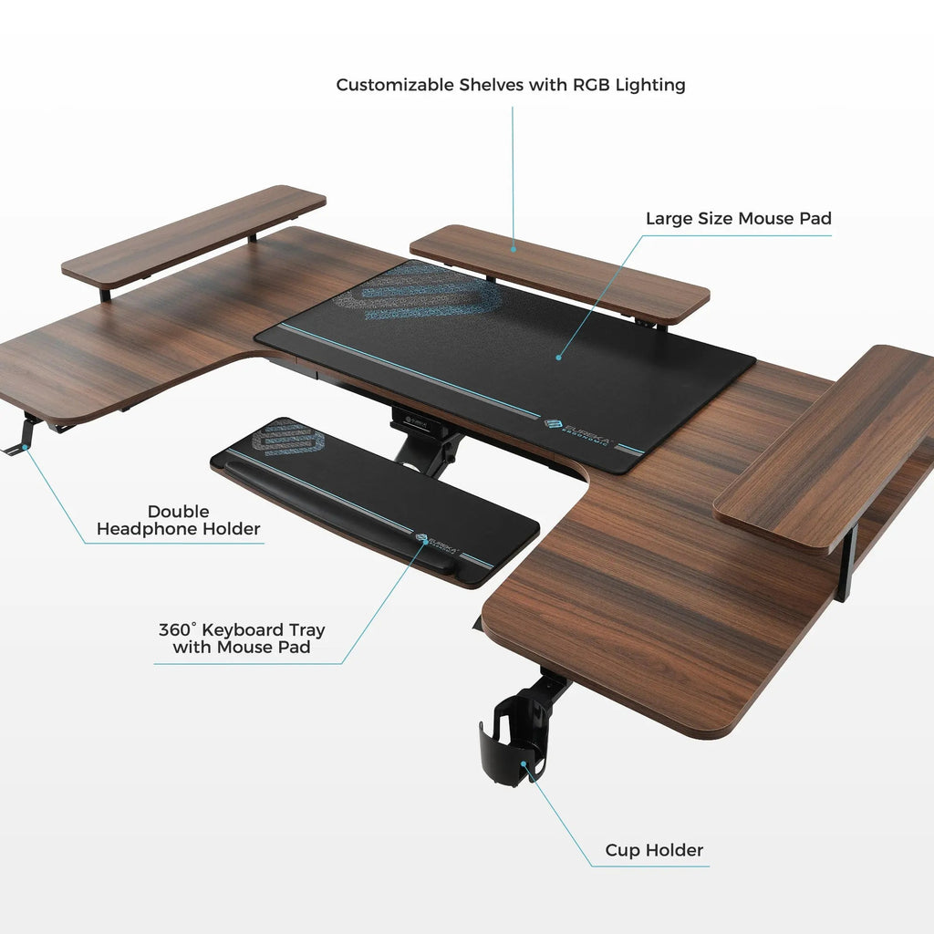 U-Shaped Standing Desk with Accessories Set (74"x23")