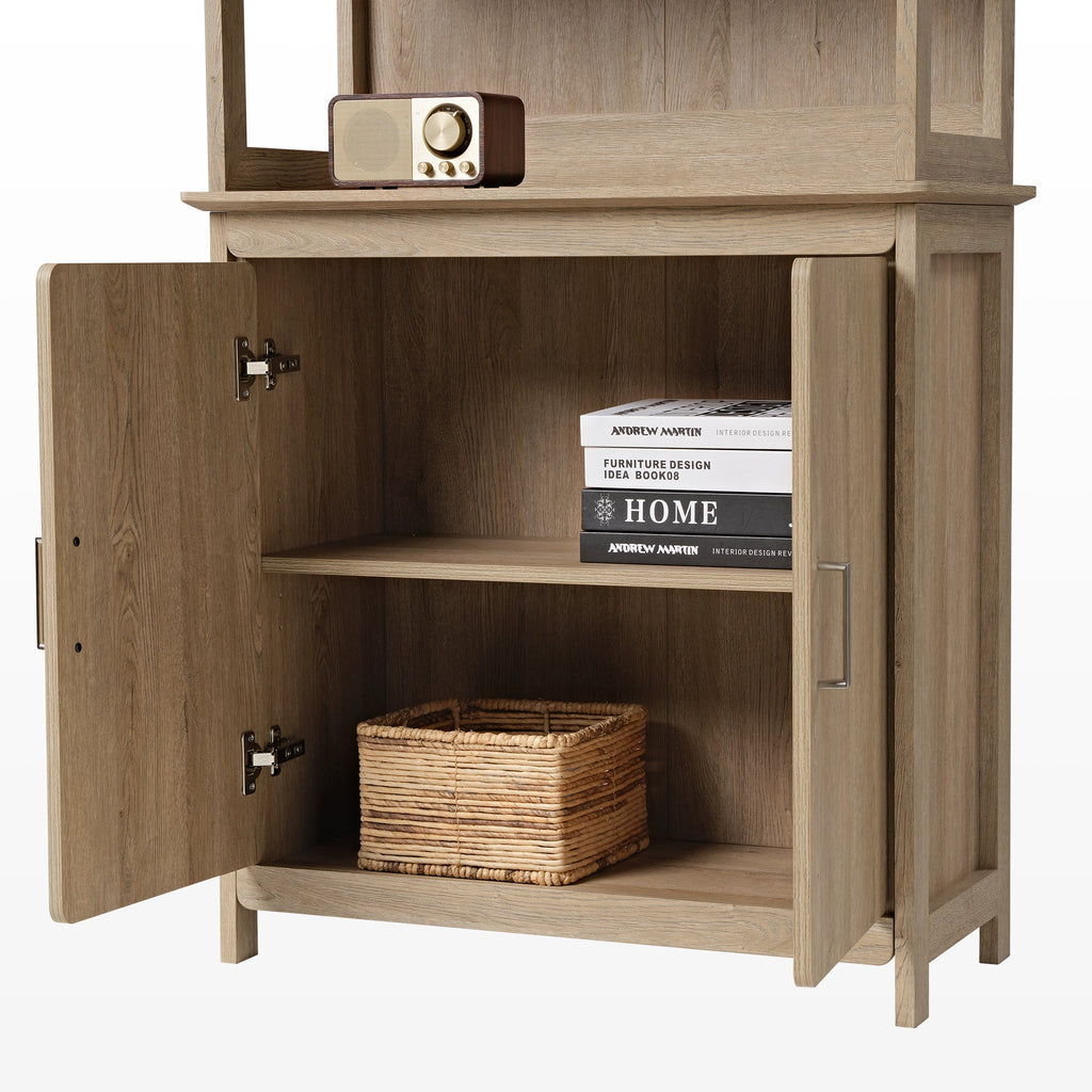 Ark EL, 71" Display Bookshelf with Storage Cabinet, Oak