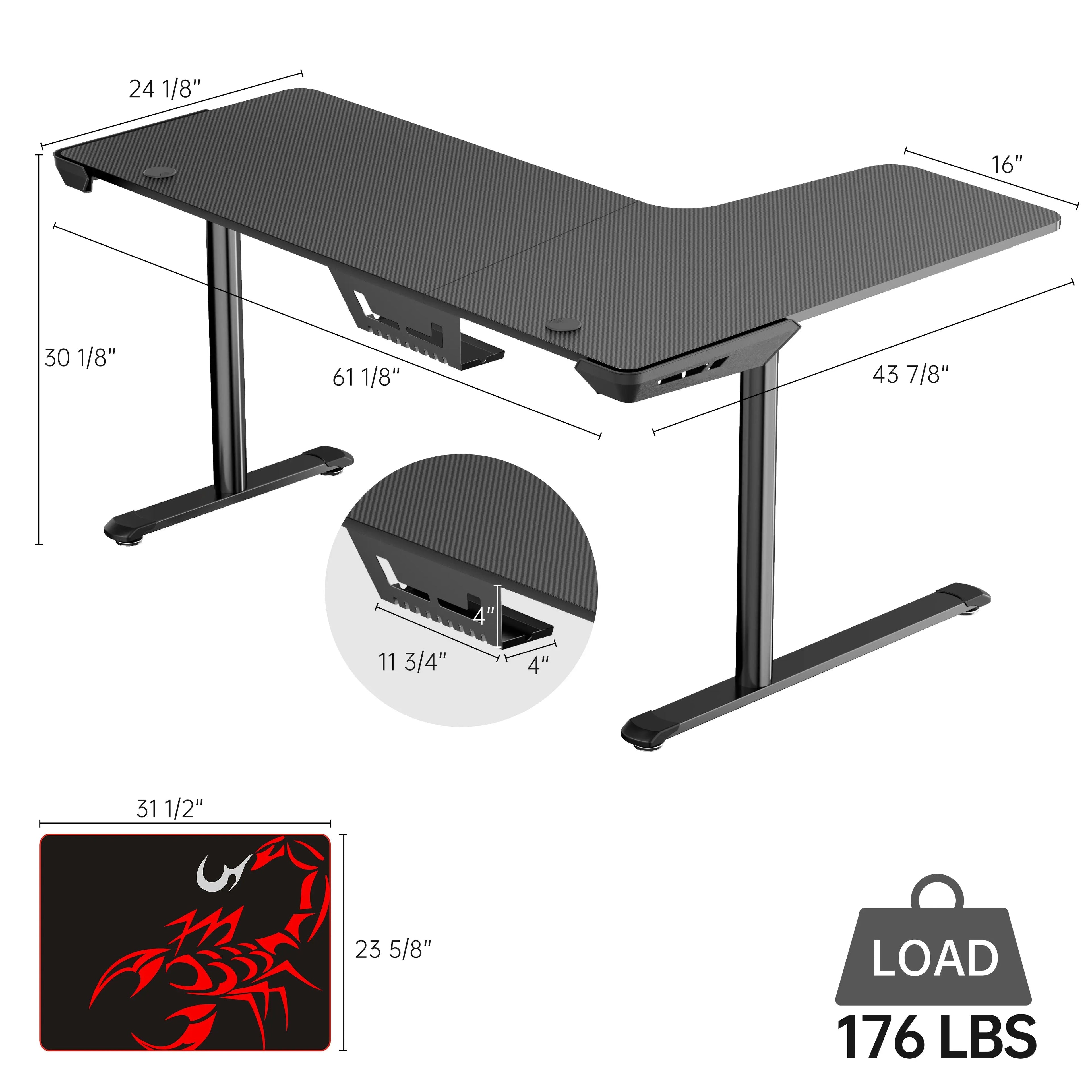 L Shaped Gaming Desk (60"x24")