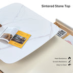 35" Creamy White Rotating Coffee Table with Drawers