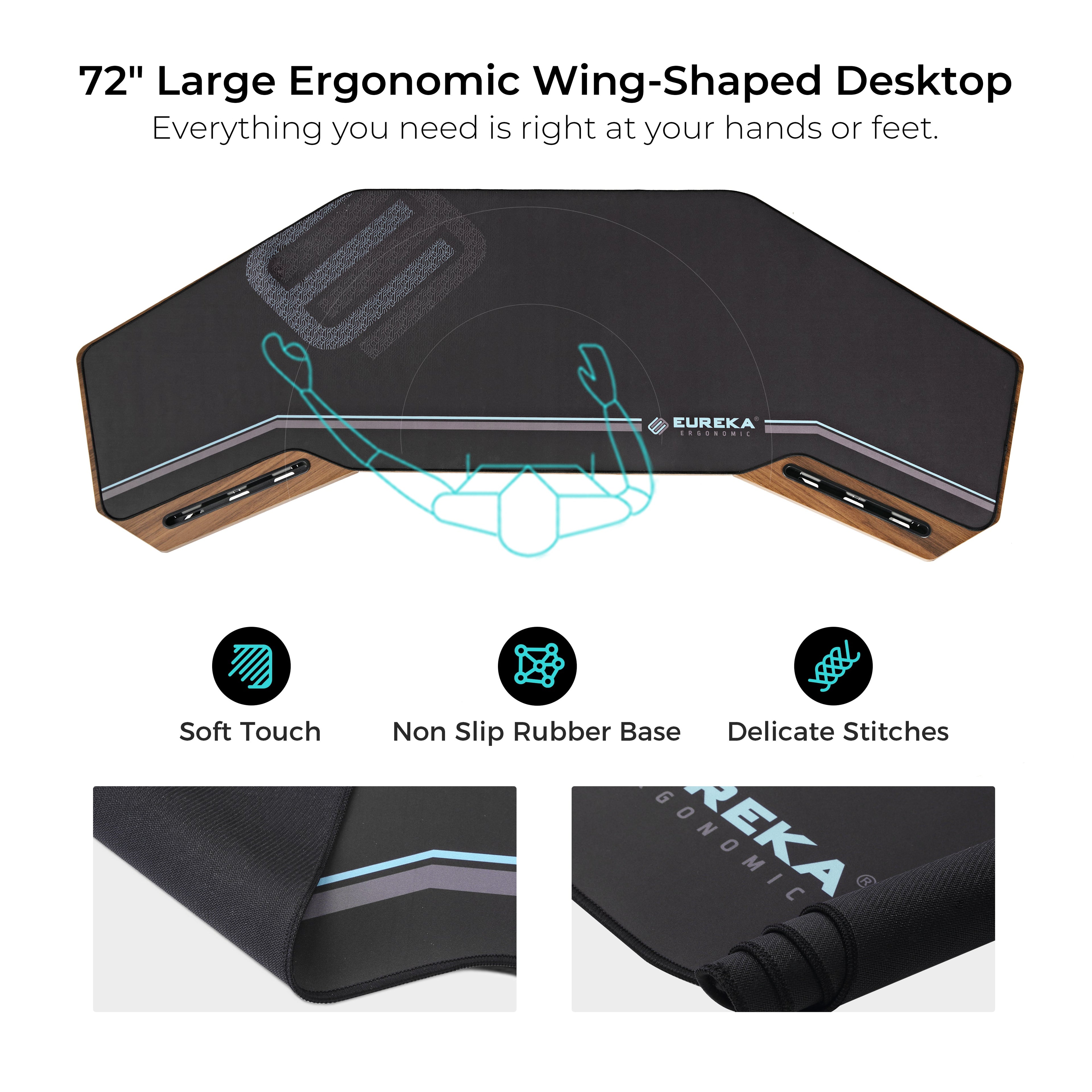 Aero Wing Shaped Studio Desk (73"x23")