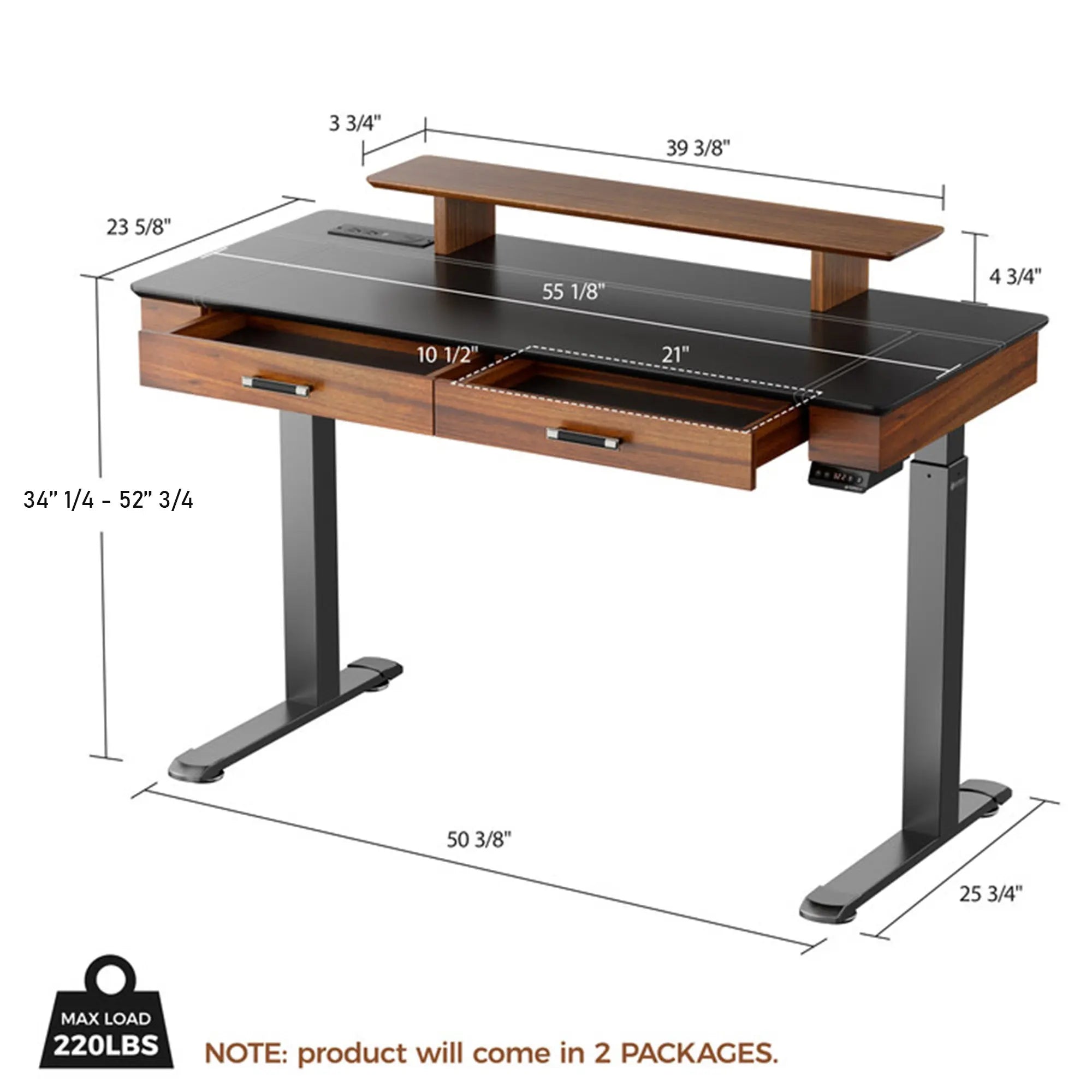 Faux Saddle Leather Adjustable Standing Desk (55"x23")