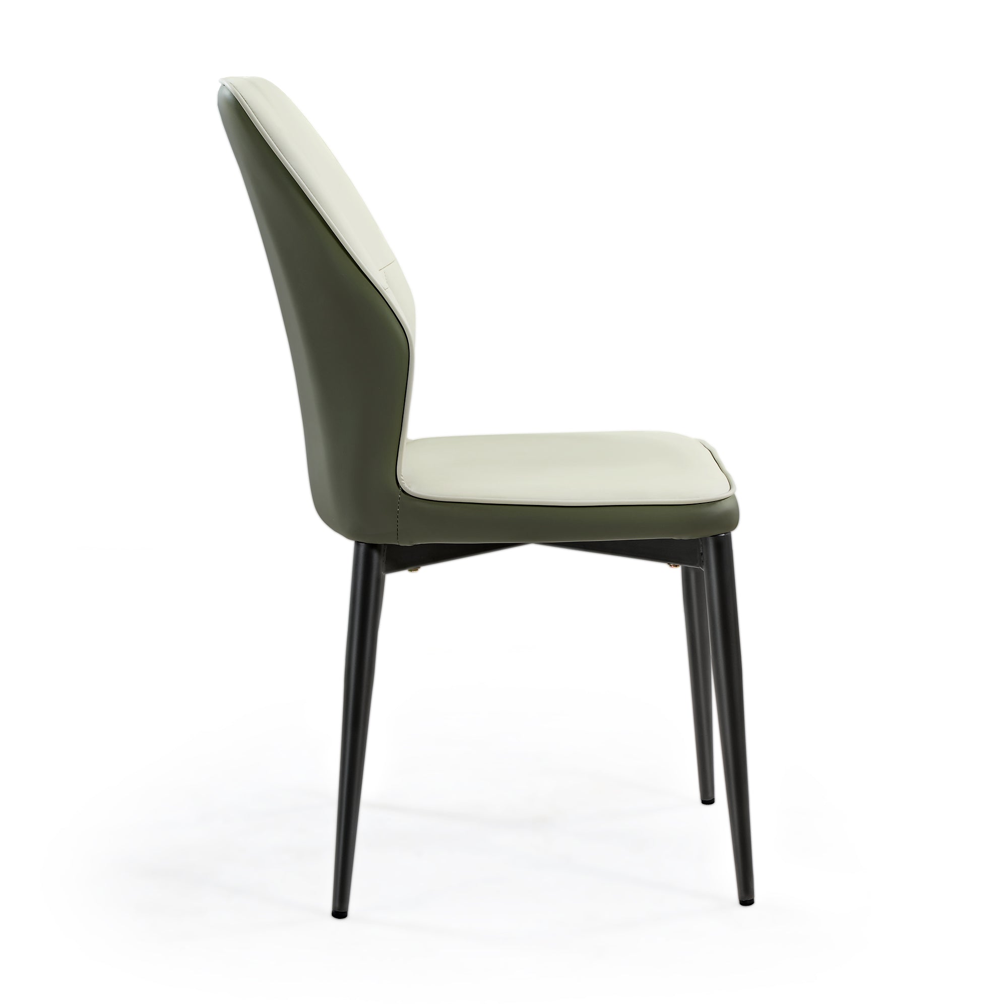 Ember, Upholstered Dining Side Chair Set of 2, Gray and Bottle Green