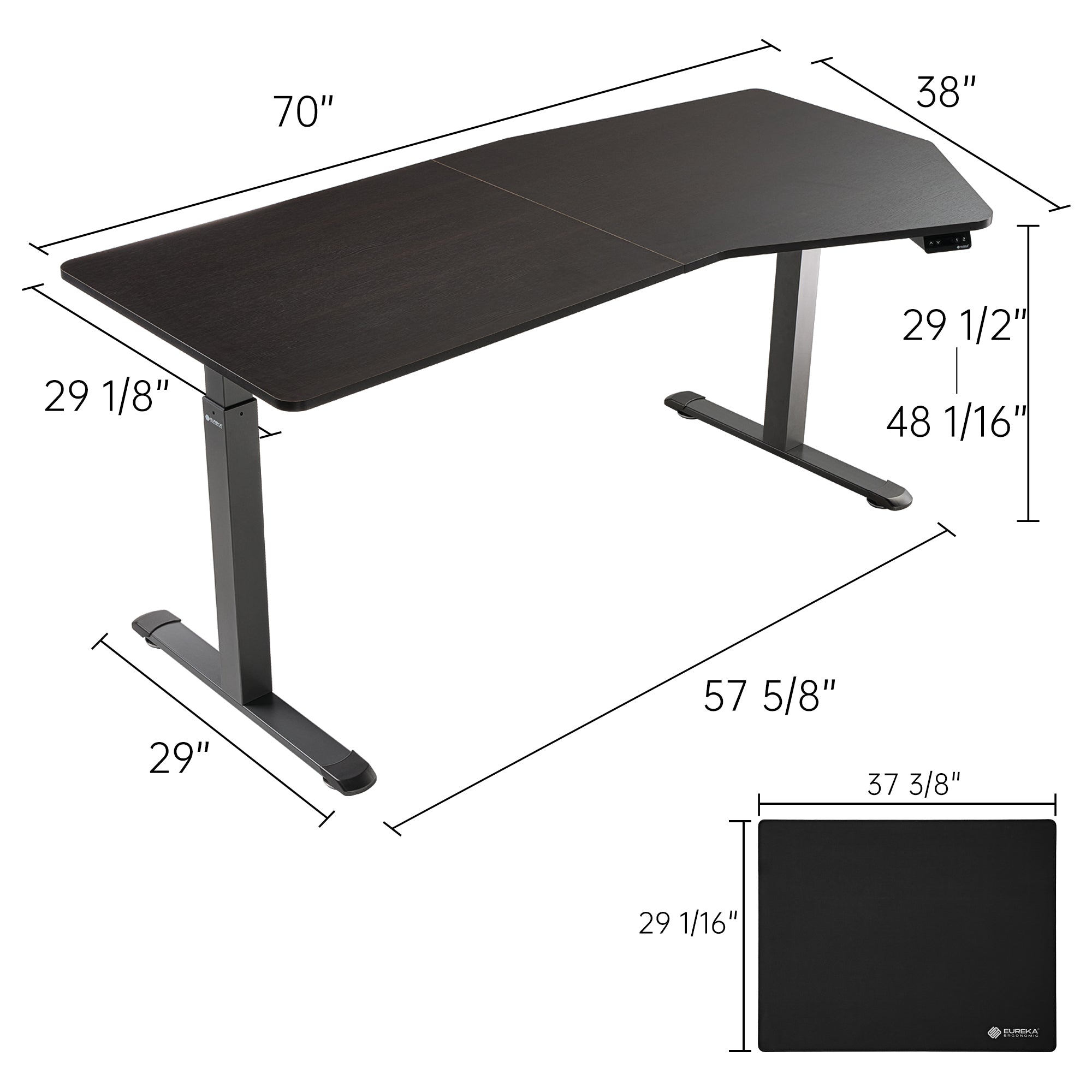 Unique Shape Office Standing Desk (70"x29")