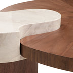 41" Irregular Round Solid Wood Walnut Coffee Table
