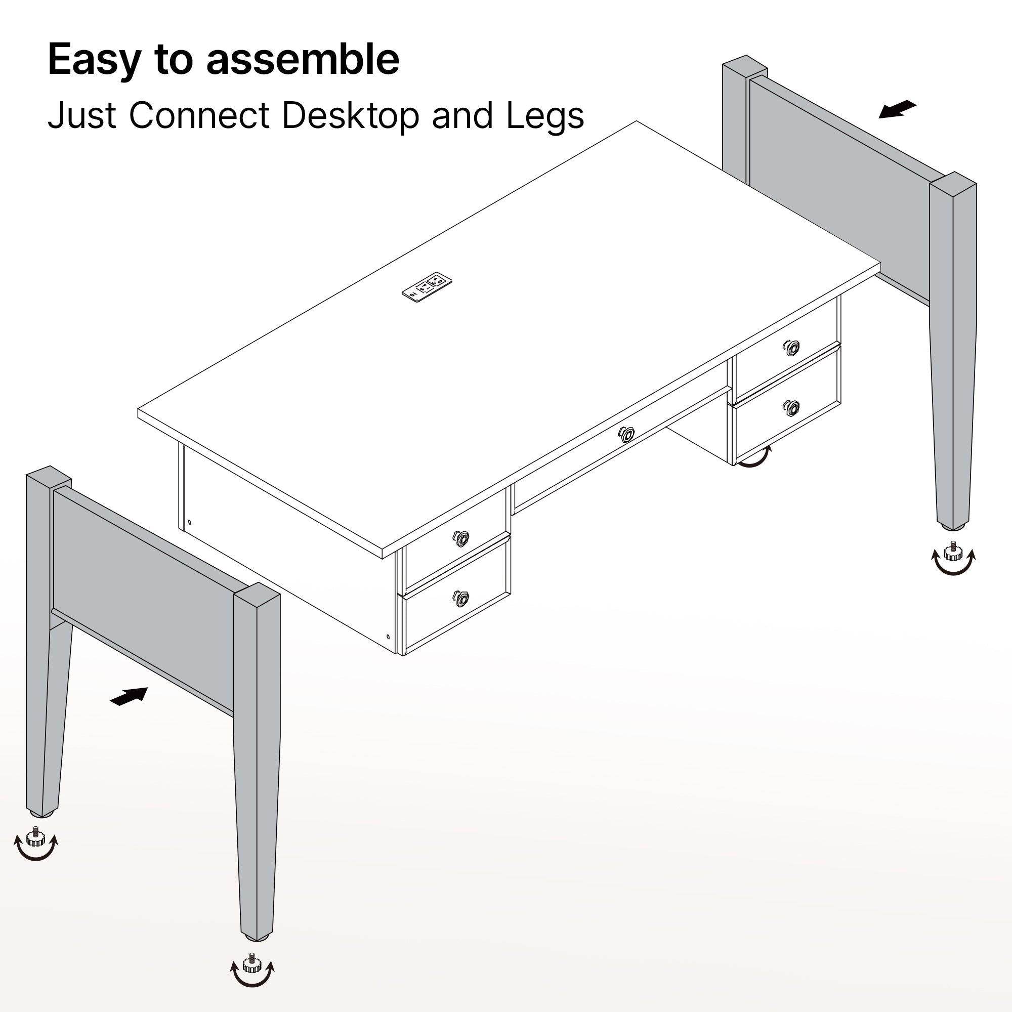 Farmhouse Office Desk with Drawers