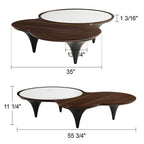 55" Modern Irregular Walnut Coffee Table