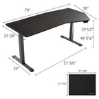 Unique Shape Office Standing Desk (70"x29")