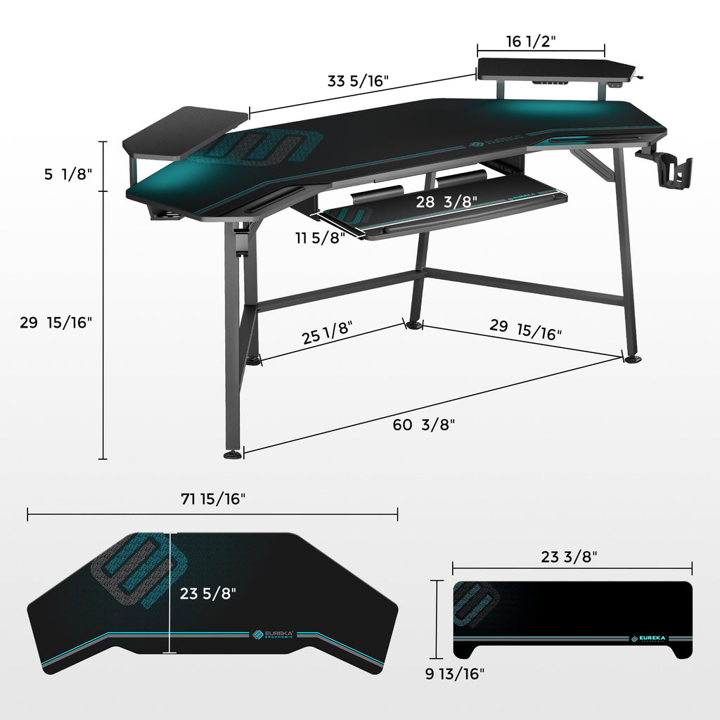 Aero Wing Shaped Studio Desk (73"x23")