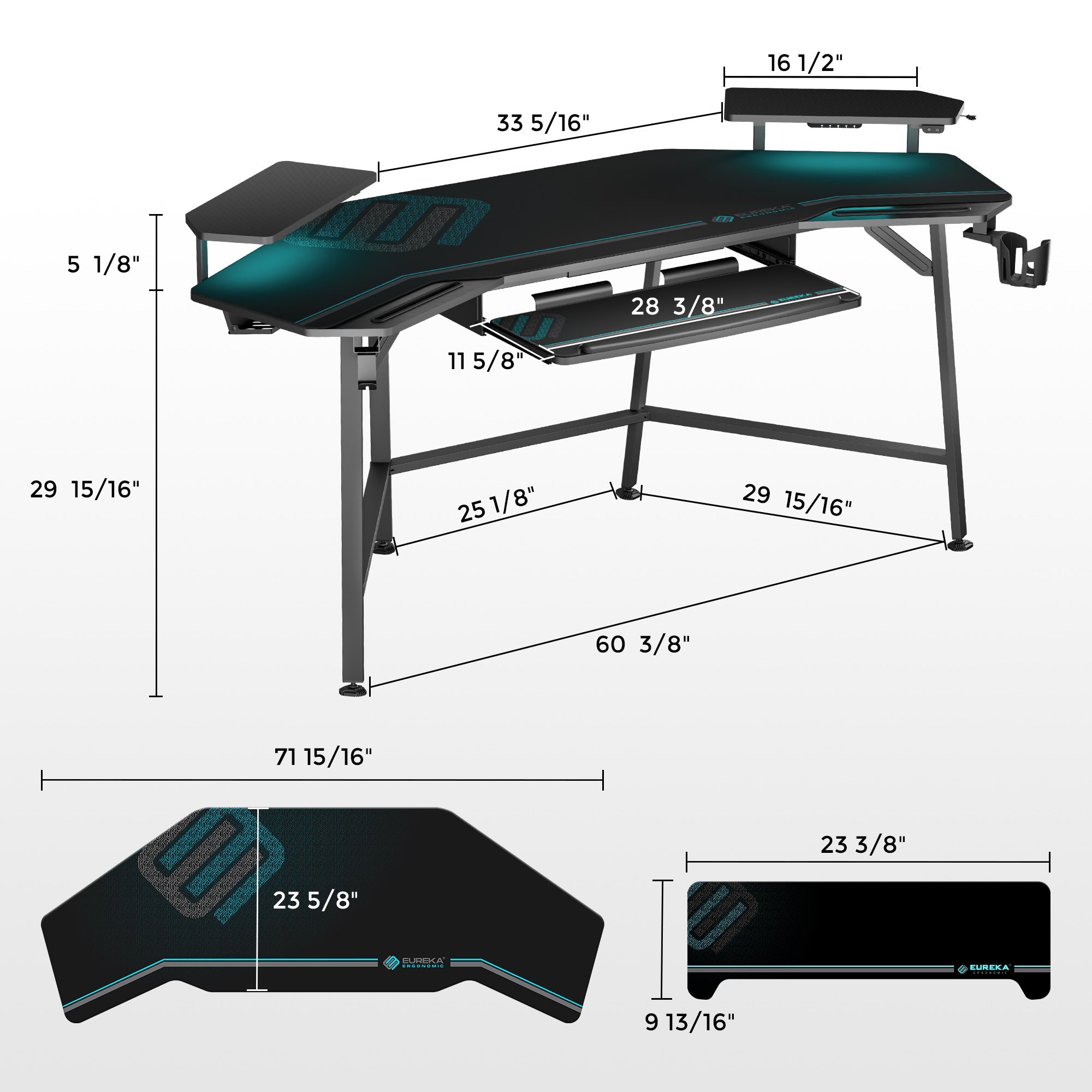 Aero Wing Shaped Studio Desk (73"x23")