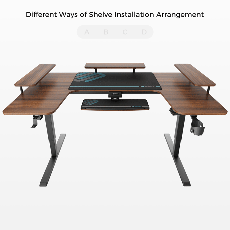 U-Shaped Standing Desk with Accessories Set (74"x23")