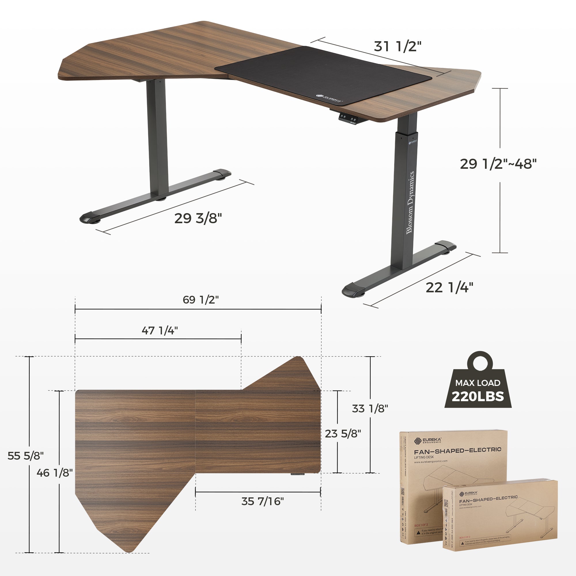 Blossom Dynamics Office Standing Desk (70"x46")