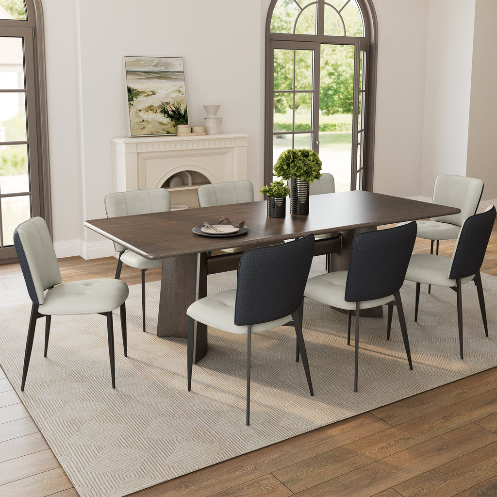 Aspen, Upholstered Dining Side Chairs Set of 2, Indigo Blueand Off-White