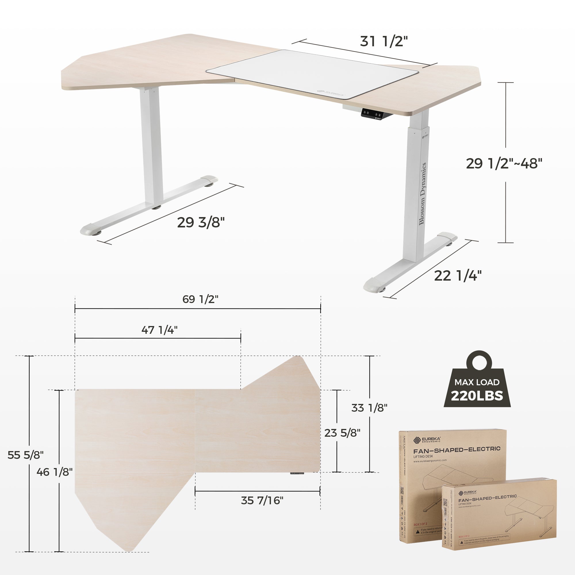 Blossom Dynamics Office Standing Desk (70"x46")