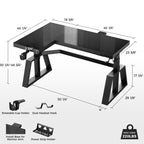 GTG-L60 Pro, L Shaped Glass Gaming Standing Desk (60"x23")