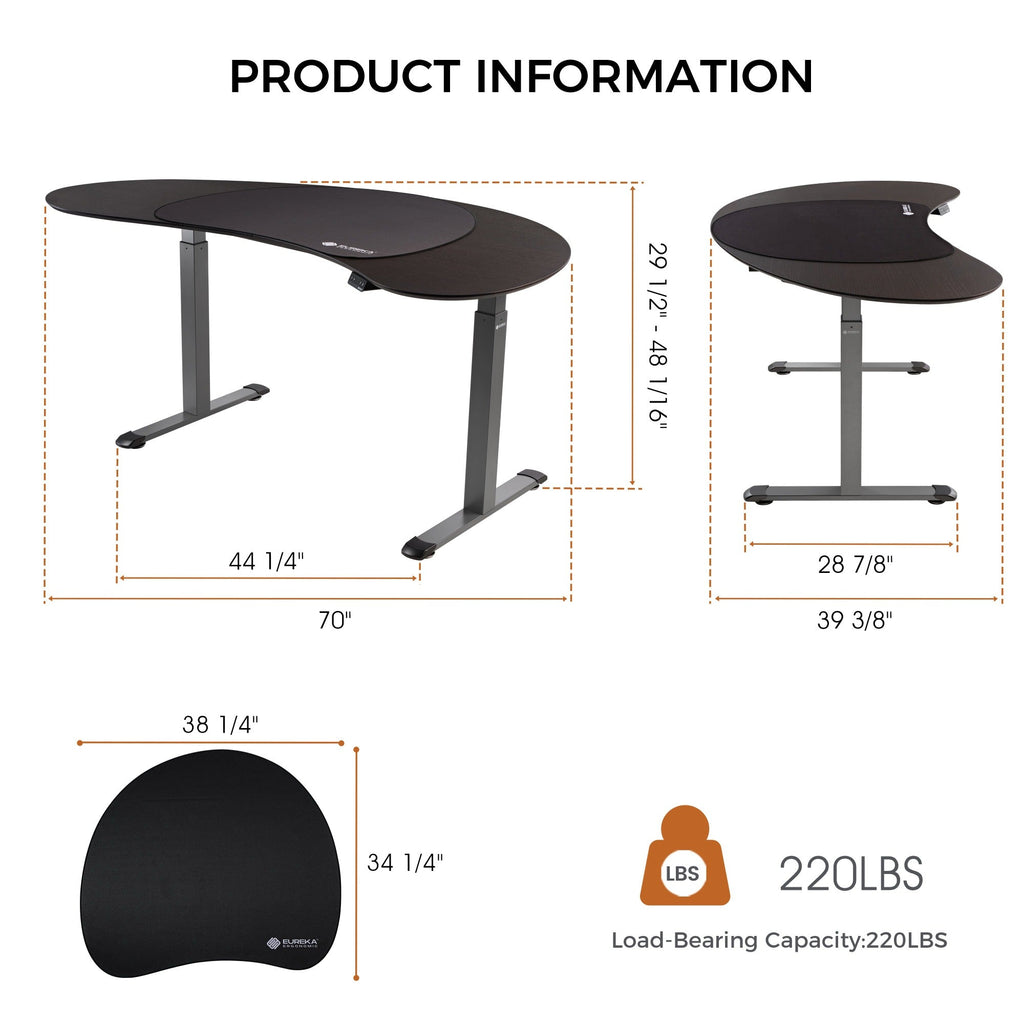 Cashew Shape Standing Desk (70"x39")