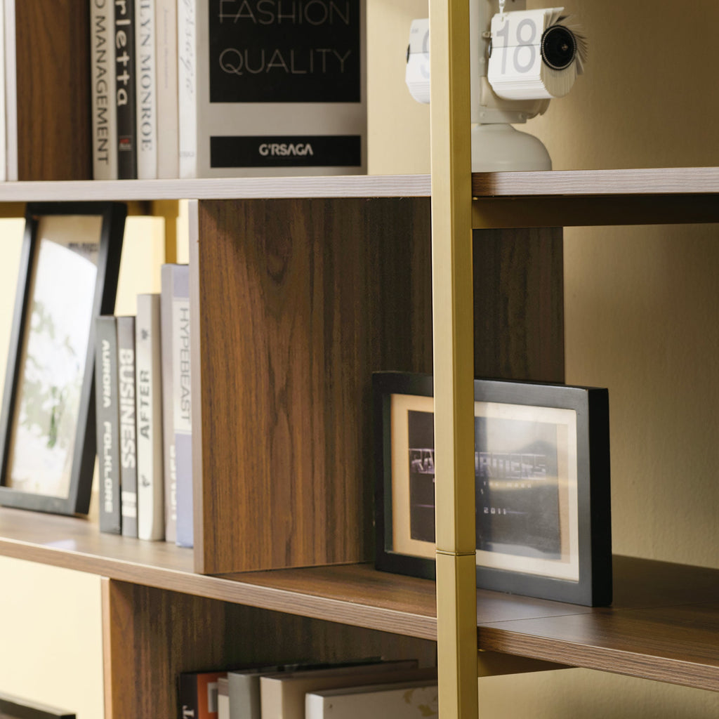 Napa Wood Bookcase Cabinet, Bottom Storage, Adjustable Book Shelves